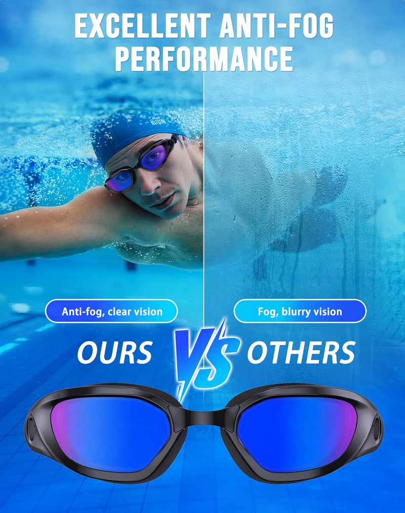 Vegemono Swim Goggles, Unisex Adult Swimming Goggles Anti Fog Anti UV No Leakage Wide View for Men Women Youth - Image 3